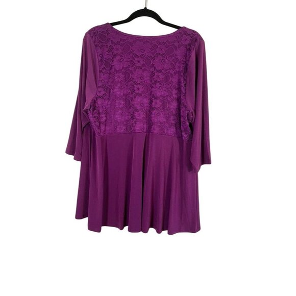 Torrid Floral Babydoll Top 2X Purple Lace Feminine Workwear Boho Western Chic - Picture 9 of 15